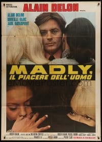 8t848 LOVE MATES Italian 1p 1971 Madly, c/u of Alain Delon between Mireille Darc & Jane Davenport!
