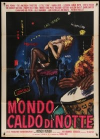 8t858 MONDO CALDO DI NOTTE Italian 1p 1962 great art of sexy stripper performing in nightclub!