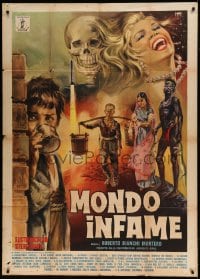 8t859 MONDO INFAME Italian 1p 1963 completely different Mos art of strange sights, like Mondo Cane!