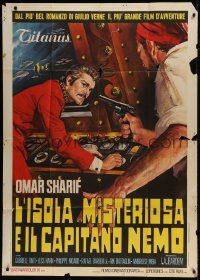 8t862 MYSTERIOUS ISLAND OF CAPTAIN NEMO Italian 1p 1972 Jules Verne sci-fi, cool art of Omar Sharif
