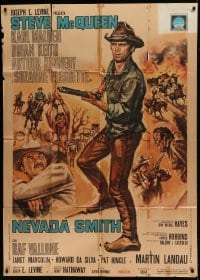 8t865 NEVADA SMITH Italian 1p 1966 cool completely different art of Steve McQueen by Mauro Colizzi!