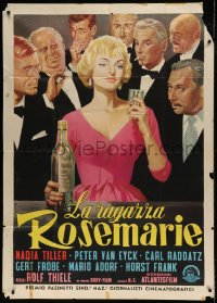 8t908 ROSEMARY Italian 1p 1959 art of sexy prostitute Nadja Tiller surrounded by male suitors!