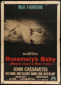 8t909 ROSEMARY'S BABY Italian 1p 1968 Roman Polanski, Mia Farrow, creepy baby carriage horror image!