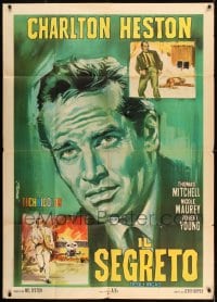 8t916 SECRET OF THE INCAS Italian 1p R1960s Tarantelli art of Charlton Heston in South America!