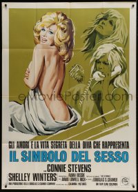 8t922 SEX SYMBOL Italian 1p 1974 different art of sexy half-naked Connie Stevens in bed & drunk!