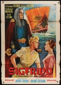 8t929 SIGFRIDO Italian 1p 1959 different Ciriello art of the Italian Siegfried by huge ship!