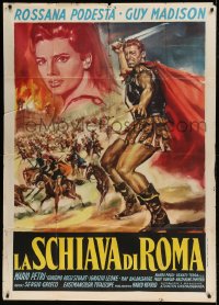 8t931 SLAVE OF ROME Italian 1p 1961 Guy Madison, Podesta, cool sword & sandal gladiator art!