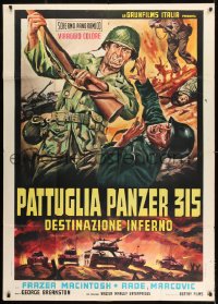 8t933 SOLDIER Italian 1p 1969 art of soldiers fighting on World War II battlefield over tanks!