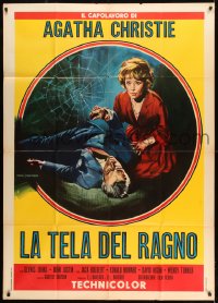 8t941 SPIDER'S WEB Italian 1p R1971 Piovano art of Glynis Johns & dead body, Agatha Christie!
