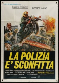 8t945 STUNT SQUAD Italian 1p 1977 Enzo Sciotti action art of motorcycle gang with guns!
