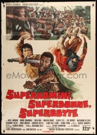 8t949 SUPERSTOOGES VS. THE WONDERWOMEN Italian 1p 1974 great art of wacky heroes & Amazon women!