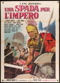 8t952 SWORD OF THE EMPIRE Italian 1p R1970s cool Piovano artwork of Roman soldiers in battle!