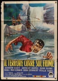 8t955 TARZAN'S GREATEST ADVENTURE Italian 1p 1959 cool Sbraga art of natives attacking Connery!