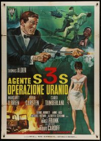 8t961 THIRTEEN DAYS TO DIE Italian 1p 1965 Thomas Alder as James Bond-like secret agent, cool art!