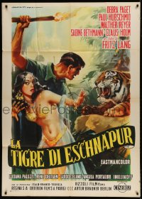 8t963 TIGER OF ESCHNAPUR Italian 1p R1961 Fritz Lang, art of sexy Debra Paget by Martinati!