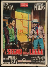 8t965 TIN STAR Italian 1p 1958 different Enzo Nistri art of cowboys Henry Fonda & Anthony Perkins!