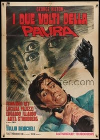 8t973 TWO FACES OF TERROR Italian 1p 1972 Renato Casaro horror art of man about to be stabbed!