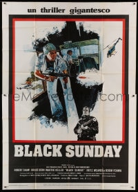8t145 BLACK SUNDAY Italian 2p 1977 Frankenheimer, completely different art by R. Fenton!