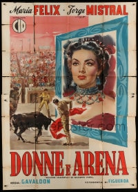 8t150 CAMELIA Italian 2p 1955 Cesselon art of beautiful Maria Felix over bullfighters in ring!