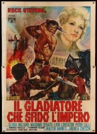 8t155 CHALLENGE OF THE GLADIATOR Italian 2p 1965 cool Gasparri art of Peter Lupus as Spartacus!