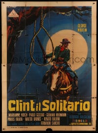 8t156 CLINT THE STRANGER Italian 2p 1967 Stefano spaghetti western art of cowboy on horse by noose!