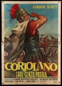 8t162 CORIOLANUS: HERO WITHOUT A COUNTRY Italian 2p 1964 Ciriello art of warrior Gordon Scott!