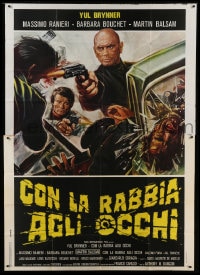 8t167 DEATH RAGE Italian 2p 1978 great art of tough Yul Brynner with gun shooting bad guys!