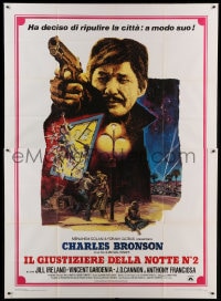 8t168 DEATH WISH II Italian 2p 1982 different art of Charles Bronson pointing gun by Graves!