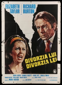 8t170 DIVORCE HIS DIVORCE HERS Italian 2p 1973 different art of Elizabeth Taylor & Richard Burton!