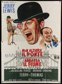8t171 DON'T RAISE THE BRIDGE, LOWER THE RIVER Italian 2p 1968 wacky art of Jerry Lewis in London!