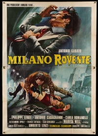 8t191 GANG WAR IN MILAN Italian 2p 1973 Umberto Lenzi's Milano rovente, cool crime artwork!
