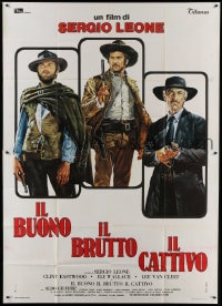 8t196 GOOD, THE BAD & THE UGLY Italian 2p R1970s Casaro art of Eastwood, Van Cleef & Wallach, Leone!