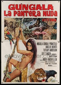 8t199 GUNGALA THE BLACK PANTHER GIRL Italian 2p 1968 art of sexy jungle babe by Rodolfo Gasparri!
