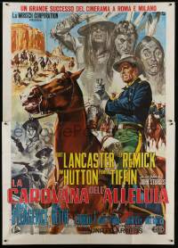8t201 HALLELUJAH TRAIL Italian 2p 1965 John Sturges, Ciriello montage art of Burt Lancaster & cast!