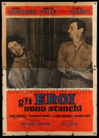 8t206 HEROES & SINNERS Italian 2p 1959 Les heros sont fatigues, Yves Montand slapping Maria Felix!