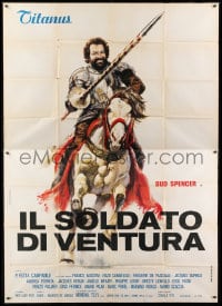 8t212 IL SOLDATO DI VENTURA Italian 2p 1976 art of soldier of fortune Bud Spencer on horseback!