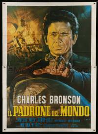 8t233 MASTER OF THE WORLD Italian 2p R1971 Jules Verne, different Piovano art of Charles Bronson!