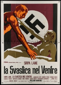 8t240 NAZI LOVE CAMP Italian 2p 1977 wild completely different art of naked lovers & swastika!