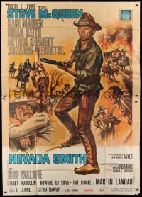 8t241 NEVADA SMITH Italian 2p 1966 cool completely different Colizzi art of cowboy Steve McQueen!