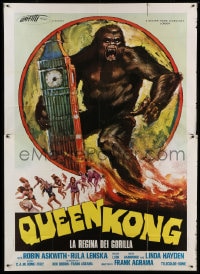 8t255 QUEEN KONG Italian 2p 1977 fantastic art of giant ape terrorizing Big Ben in London!