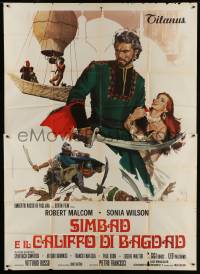 8t273 SINBAD & THE CALIPH OF BAGHDAD Italian 2p 1973 art of hero Robert Malcom & Sonia Wilson!