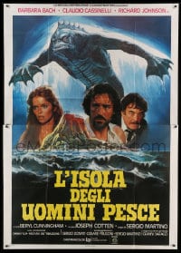 8t276 SOMETHING WAITS IN THE DARK Italian 2p 1979 cool art of sea monster looming over top stars!