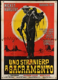 8t279 STRANGER IN SACRAMENTO Italian 2p 1965 Uno straniero a Sacramento, art of Mickey Hargitay!