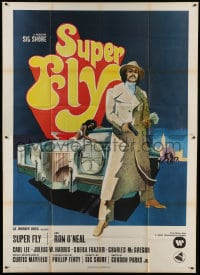 8t280 SUPER FLY Italian 2p 1972 Tom Jung art of Ron O'Neal with car & girl sticking it to The Man!