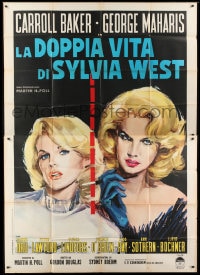 8t282 SYLVIA Italian 2p 1965 different art with two images of sexy Carroll Baker!