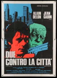 8t289 TWO MEN IN TOWN Italian 2p R1970s art of Alain Delon & Jean Gabin, Deux hommes dans la ville!