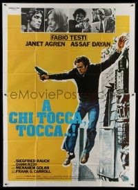 8t293 URANIUM CONSPIRACY Italian 2p 1978 art of Fabio Testi with gun jumping off building!