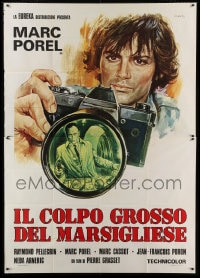 8t301 WHEN THE CITY AWAKES Italian 2p 1976 Sciotti art of Marc Porel w/Raymond Pellegrin in camera!