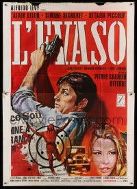 8t303 WIDOW COUDERC Italian 2p 1971 great art of Alain Delon with gun by Rodolfo Gasparri!