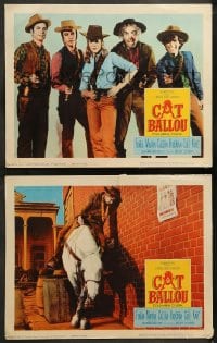 8w937 CAT BALLOU 2 LCs 1965 sexy cowgirl Jane Fonda, Best Actor Lee Marvin, Michael Callan!